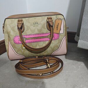 Coach Signature Canvas Twill Print Khaki Satchel